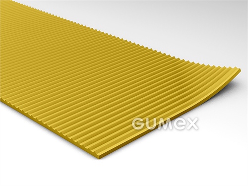 Dielektrický koberec S7, hrúbka 3mm, šírka 1200mm, 65°ShA, kategória 2-17kV, IEC 61111:2002, SBR, dezén pozdĺžne ryhovaný, -25°C/+50°C, žltý